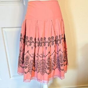 14 APT 9 Floral Coral Pink Skirt